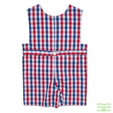 Red Blue Check Aeroplane Smocking Overall