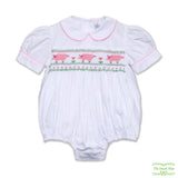 White Piglet Smocking Romper