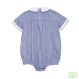 Navy Check Swimming Ducking Smocking Romper