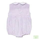 Purple Stripe Seersucker Butterfly Smocking Sleeveless Romper