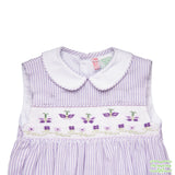 Purple Stripe Seersucker Butterfly Smocking Sleeveless Romper