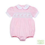 Pale Pink Ducking Smocking Girls Romper