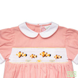 Orange Pin Stripe Clownfish Smocking Short Sleeve Romper