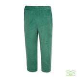 Dark Mint Green Needlecord Corduroy Pull On Pants with Side Pockets & Folded Cuff