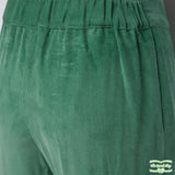 Dark Mint Green Needlecord Corduroy Pull On Pants with Side Pockets & Folded Cuff