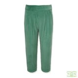 Dark Mint Green Needlecord Corduroy Pull On Pants with Side Pockets & Folded Cuff