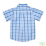 Blue Check Short Sleeve Shirt with front pocket (Men's Style)