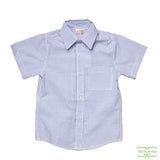 Blue Check Short Sleeve Shirt with front pocket (Men's Style)